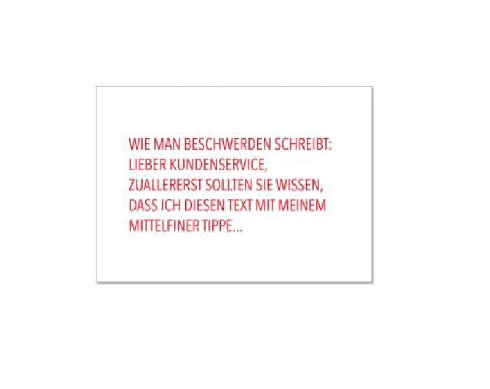 17;30, POSTKARTE Beschwerden