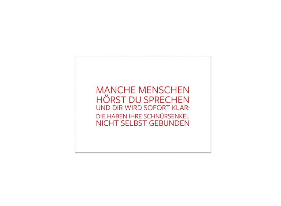 17;30, POSTKARTE Schnürsenkel nicht selbst gebunden