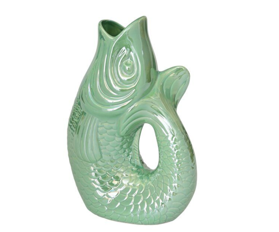 GIFTCOMPANY, Karaffe Fisch Vase Monsieur Carafon, Größe L, Farbe Mint schimmernd