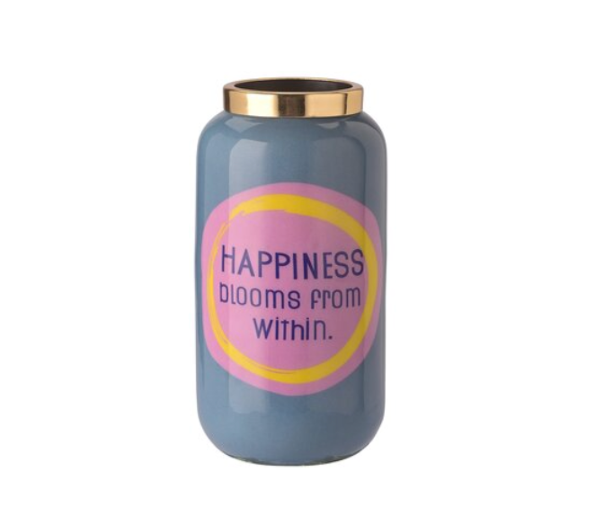GIFTCOMPANY Vase mit Metallring, HAPPINESS