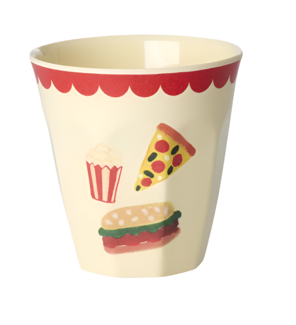 RICE Becher Melamin, Größe Medium, PIZZA