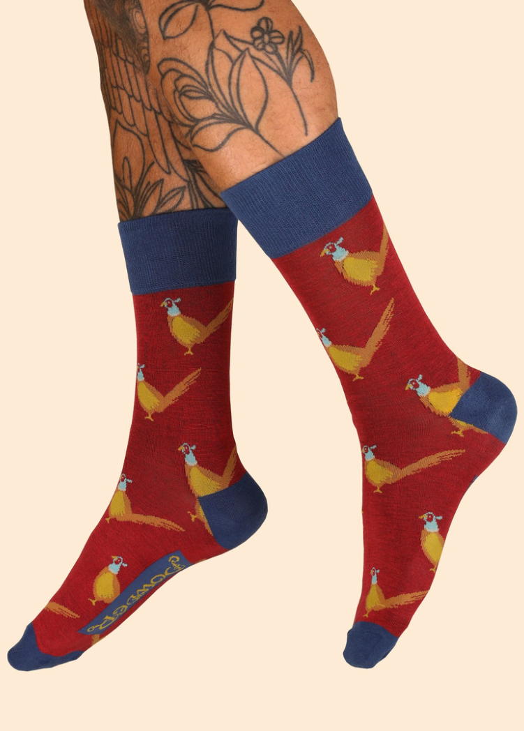 POWDER Socken Männer Vogel Fasan Rot