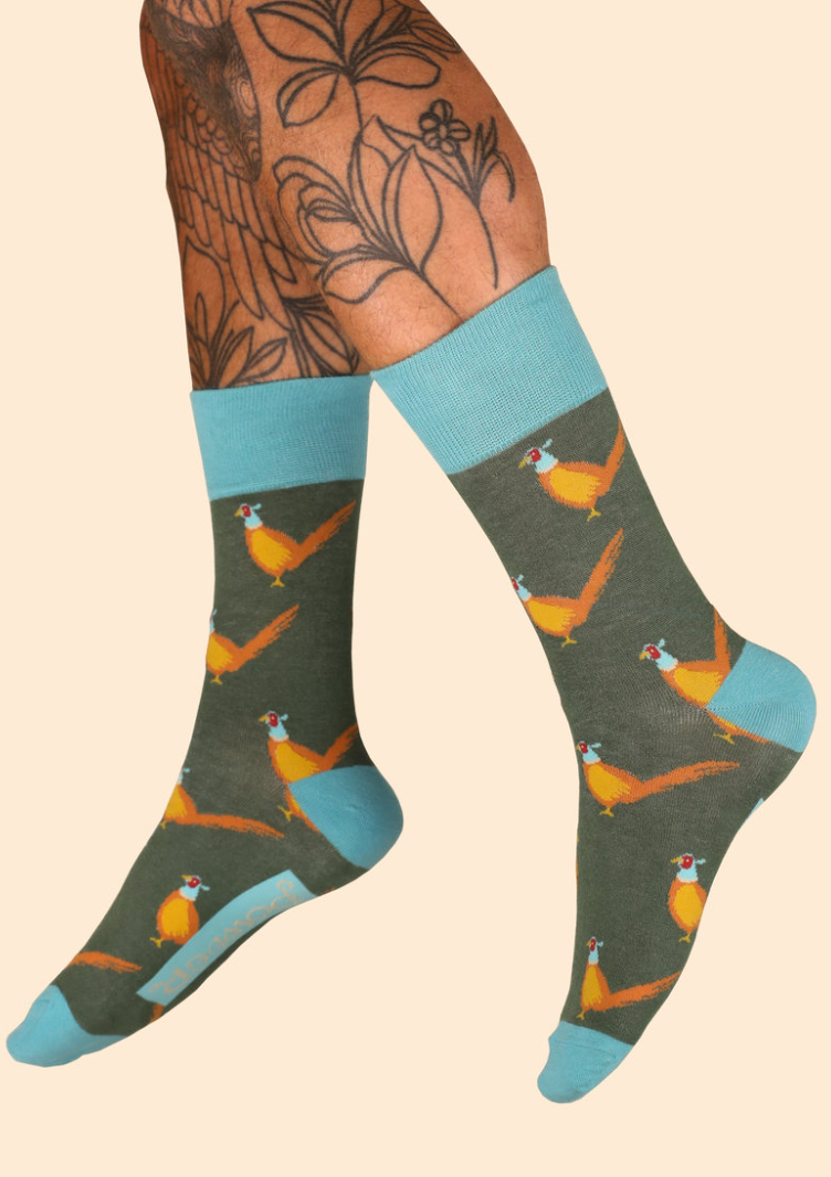 POWDER Socken Männer Vogel Fasan Grün