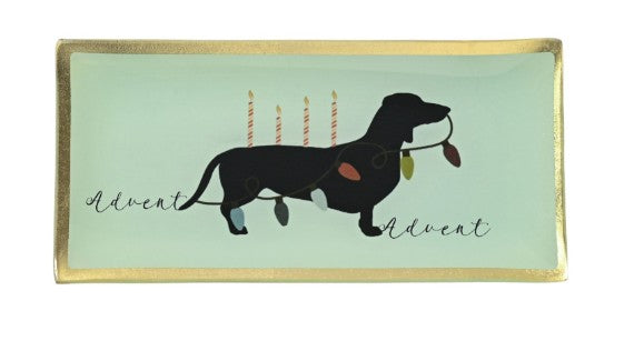 GIFTCOMPANY, Glasteller Advent Dackel mit Lichterkette