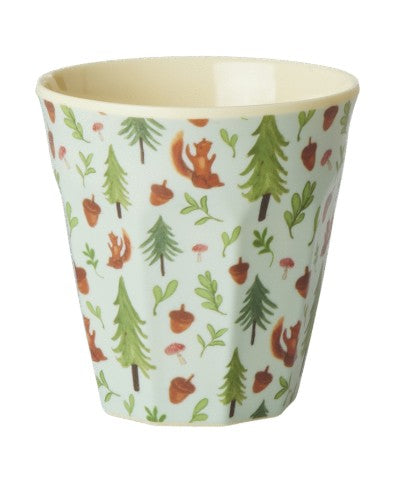 RICE Becher Melamin, Größe Medium, HAPPY FOREST Waldtiere