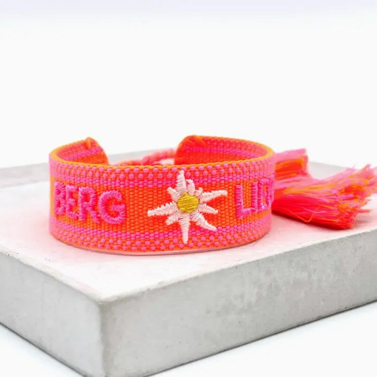 STATEMENT ARMBAND aus Stoff BERGLIEBE mit Edelweiß