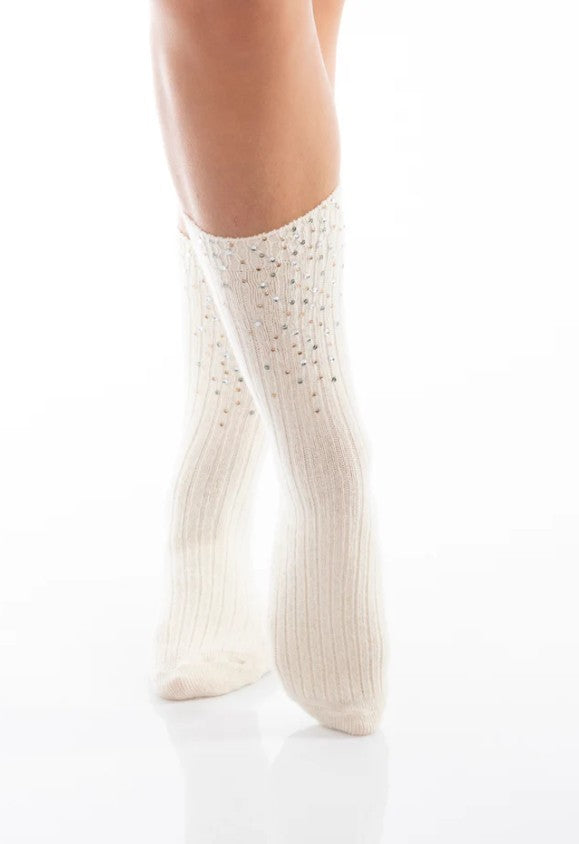 DAILYSOCKS Socken Marie mit Strass, Farbe Creme Weiß