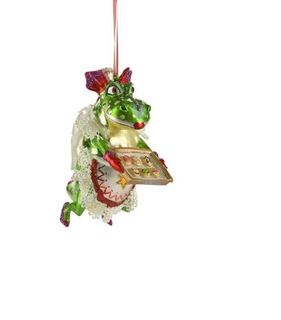 WEIHNACHTSKUGEL Drachenfrau mit Gebäck