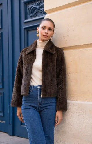 PELZJACKE Kunstfell St. Moritz, Farbe Dunkelbraun