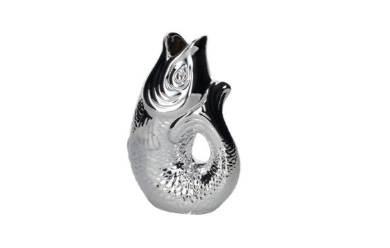 GIFTCOMPANY, Karaffe Fisch Vase Monsieur Carafon, Größe S, Farbe Silber
