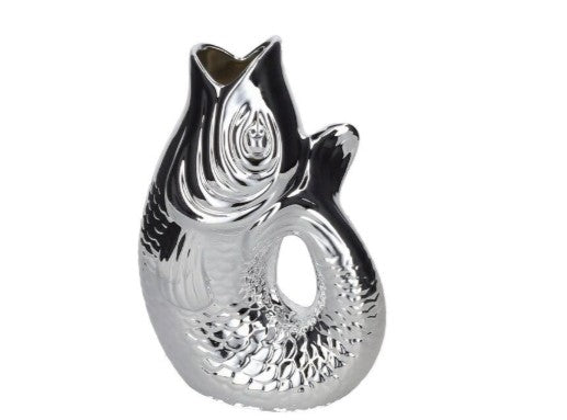 GIFTCOMPANY, Karaffe Fisch Vase Monsieur Carafon, Größe L, Farbe Silber