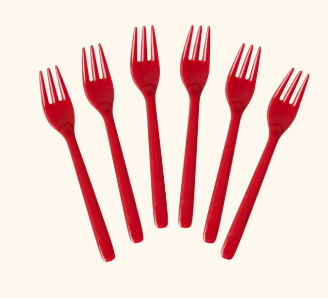 RICE Kuchengabel 6er Set Farbe Rot