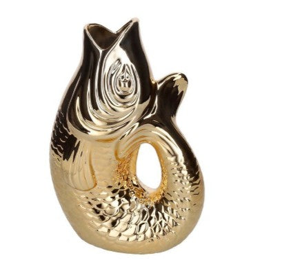 GIFTCOMPANY, Karaffe Fisch Vase Monsieur Carafon, Größe L, Farbe Gold