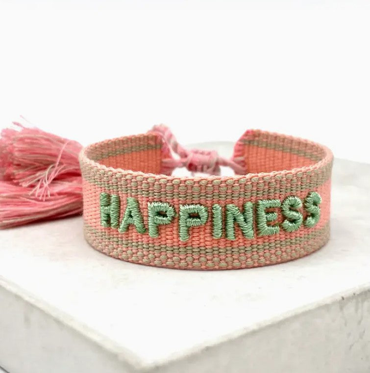 STATEMENT ARMBAND aus Stoff HAPPINESS