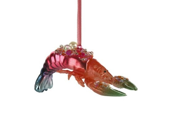 WEIHNACHTSKUGEL Hummer Rot mit Perlen auf dem Rücken
