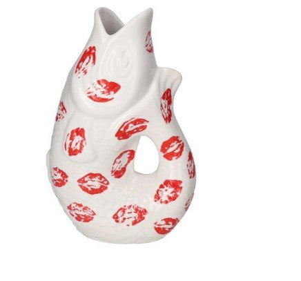 GIFTCOMPANY, Karaffe Fisch Vase Monsieur Carafon BUSSI, Größe S, Farbe Weiß mit Kussmund