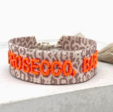 STATEMENT ARMBAND aus Stoff PROSECCO,BABY! Leo/Neon Orange