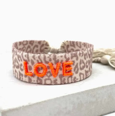 STATEMENT ARMBAND aus Stoff LOVE Leo/Neon Orange