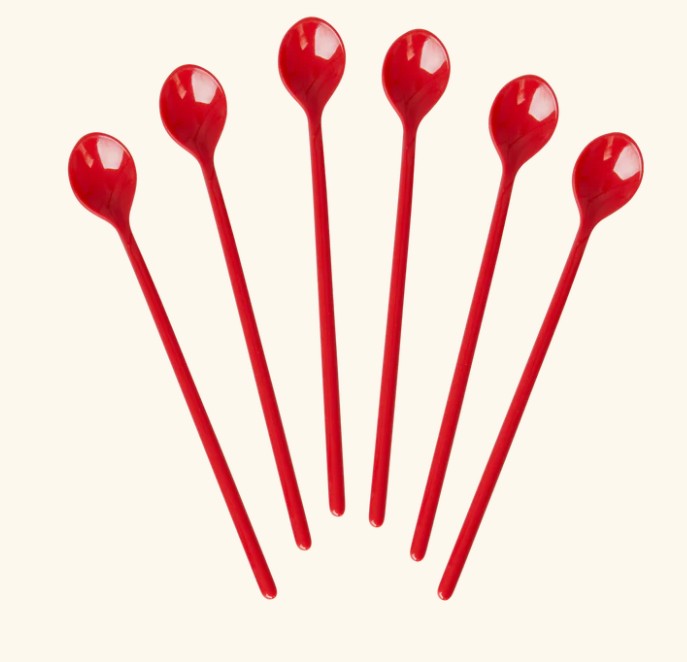RICE Löffel 6er Set Farbe Rot lang