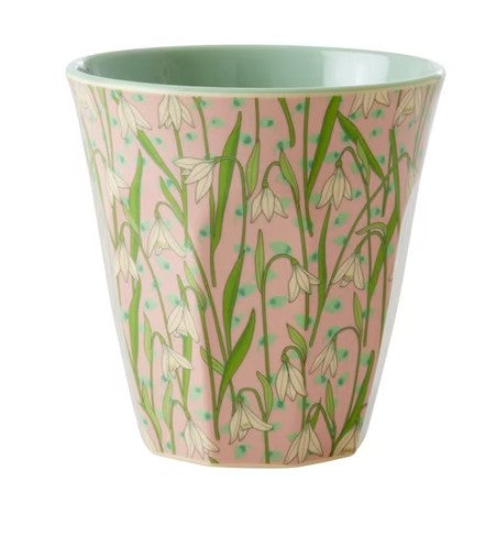 RICE Becher Melamin, Größe Medium, SCHNEEGLÖCKCHEN Blumen