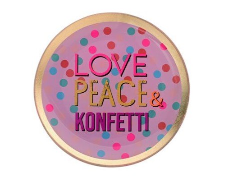 GIFTCOMPANY Glasteller LOVE, PEACE, KONFETTI