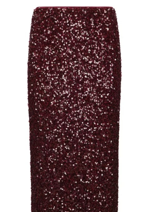 LIV BERGEN Pailletten Rock Farbe Bordeaux