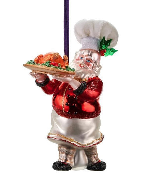WEIHNACHTSKUGEL Weihnachtsmann mit Braten