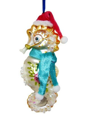 WEIHNACHTSKUGEL Seepferdchen mit Mütze