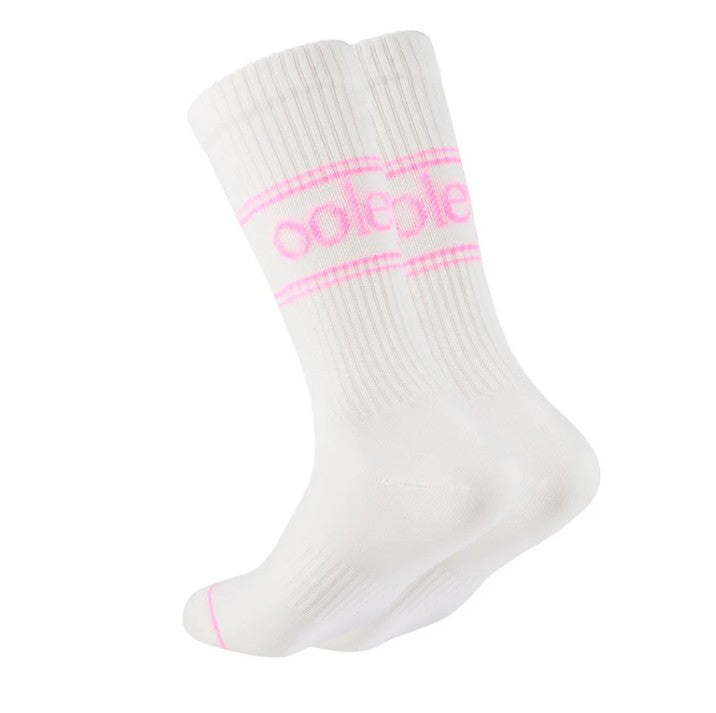 OOLEY Socken Pastel White Neon Pink / Weiß Pink