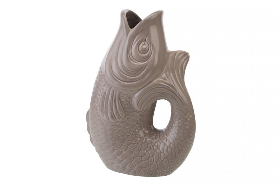 GIFTCOMPANY, Karaffe Fisch Vase Monsieur Carafon, Größe L, Farbe Taupe Steingrau