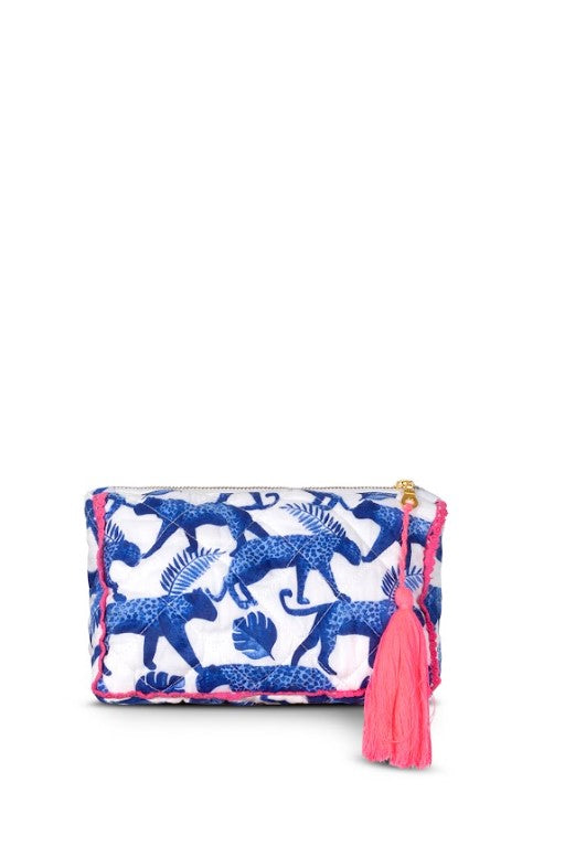 PLACE DU SOLEIL Tasche aus Stoff mit Reißverschluss, BLUE LEO, klein
