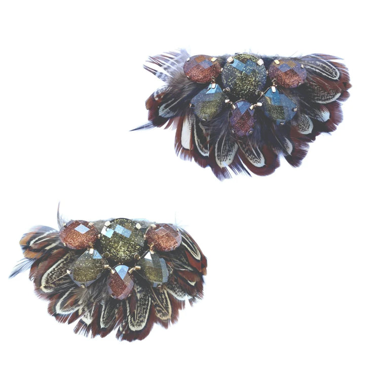 MAXIMONDÄN Schuhclips Feder Fächer, Farbe Braun