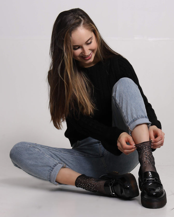 DAILYSOCKS Glitzersocken Laila, Farbe Schwarz