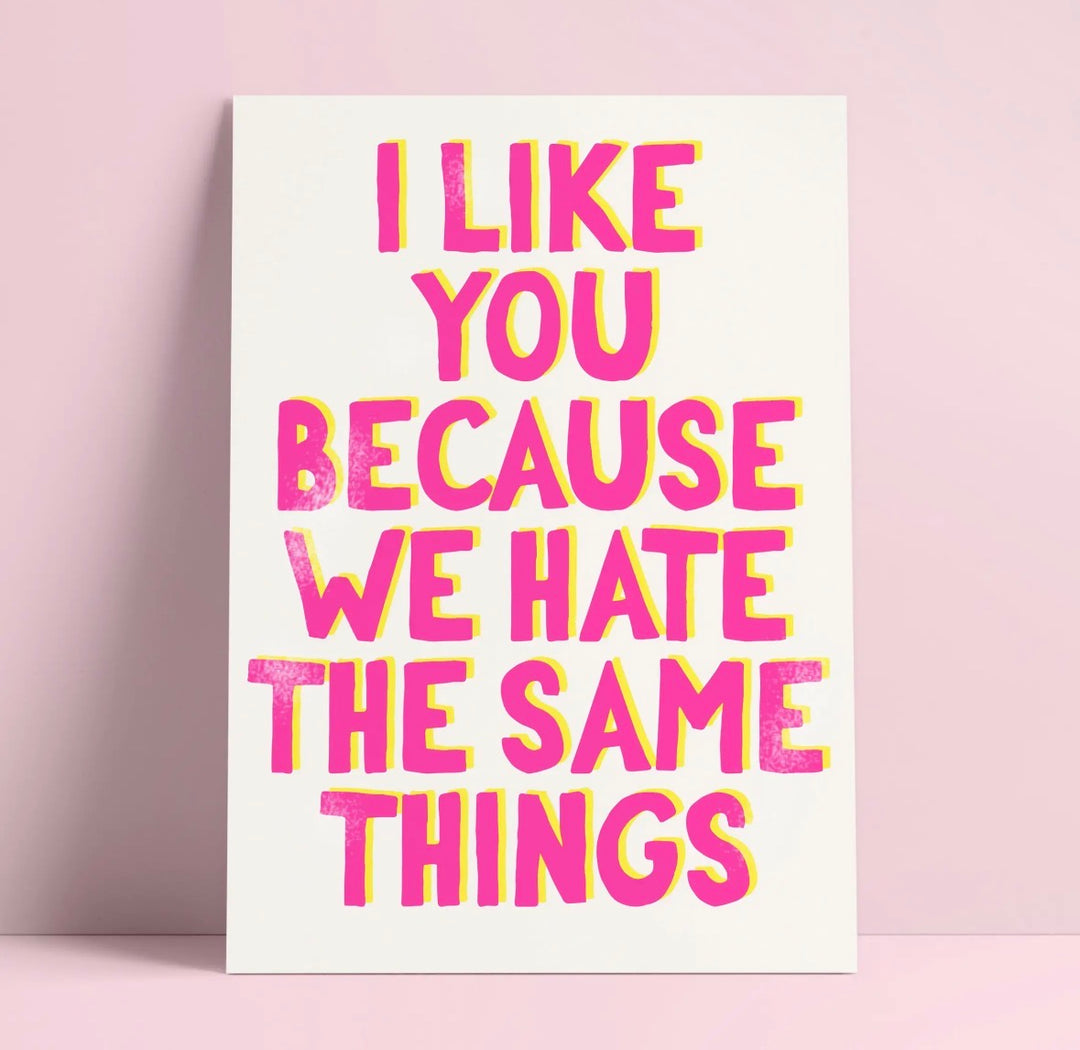 POSTKARTE I like you because we hate the same things