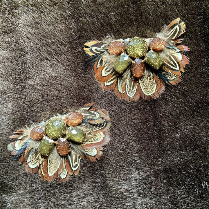 MAXIMONDÄN Schuhclips Feder Fächer, Farbe Braun