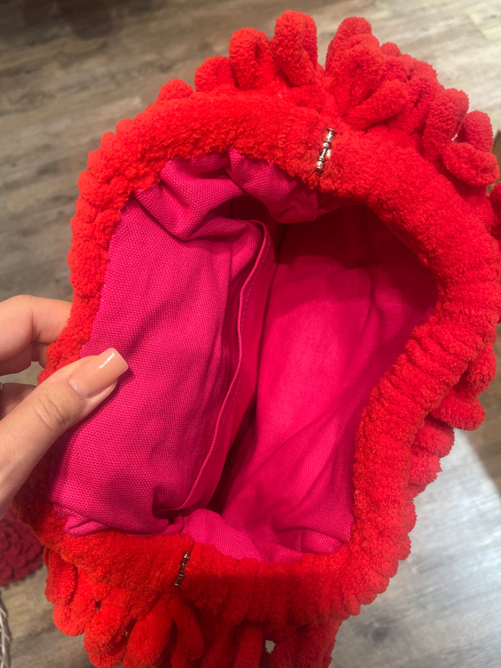 MS.ALTHAUS.KNITS Stricktasche CLUTCH  PUFFY Sling Baby, Farbe Rot, Größe L