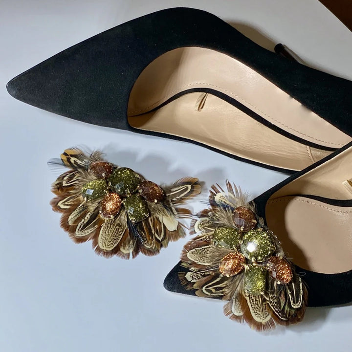 MAXIMONDÄN Schuhclips Feder Fächer, Farbe Braun