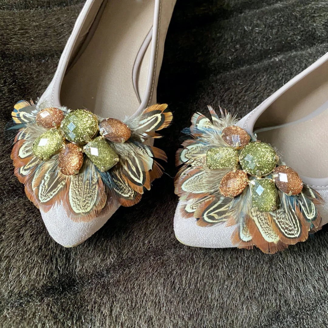 MAXIMONDÄN Schuhclips Feder Fächer, Farbe Braun