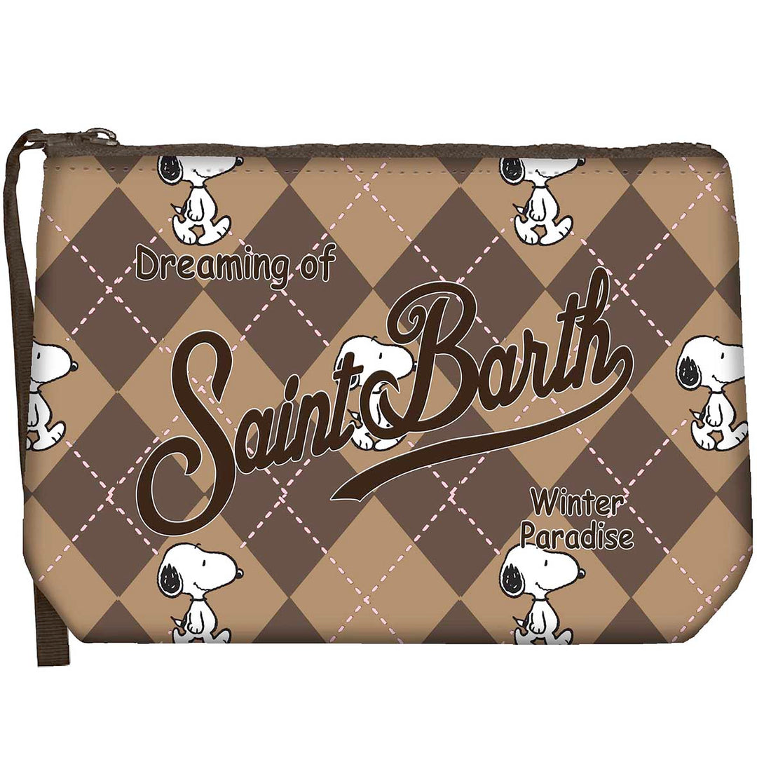 MC2 SAINT BARTH Pochette Peanuts™ Snoopy Argyle Braun
