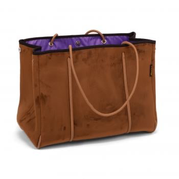 MOO ILO Tasche Shopper Neopren im Samtoptik, Farbe Braun