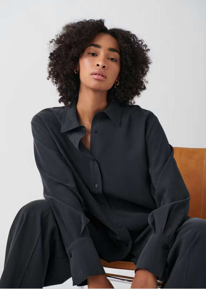 GINA TRICOT lockere Bluse OFFBLACK