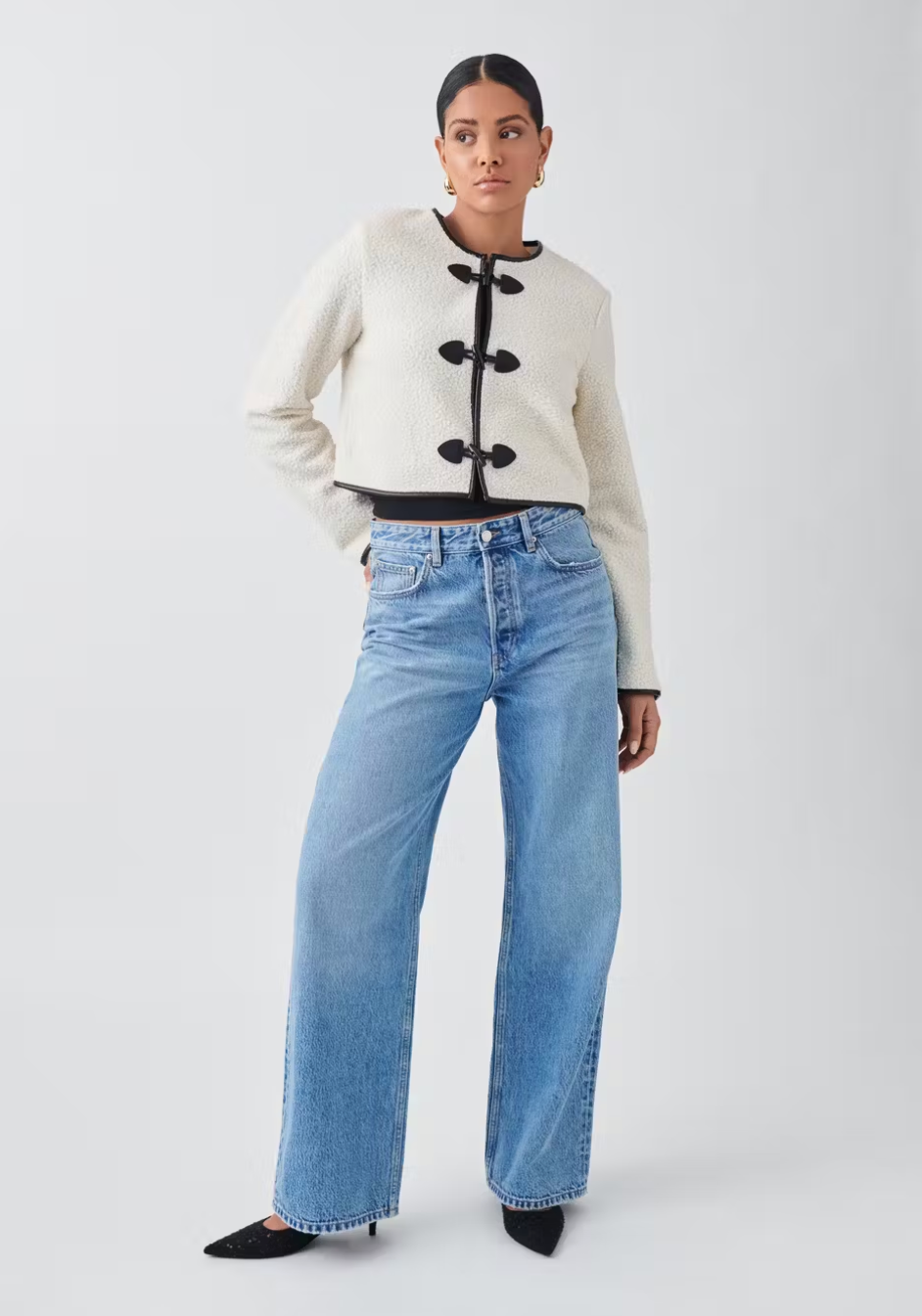 GINA TRICOT Bouclé Jacke Creme