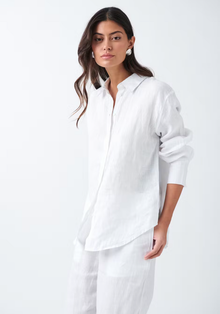 GINA TRICOT Leinenbluse Weiß