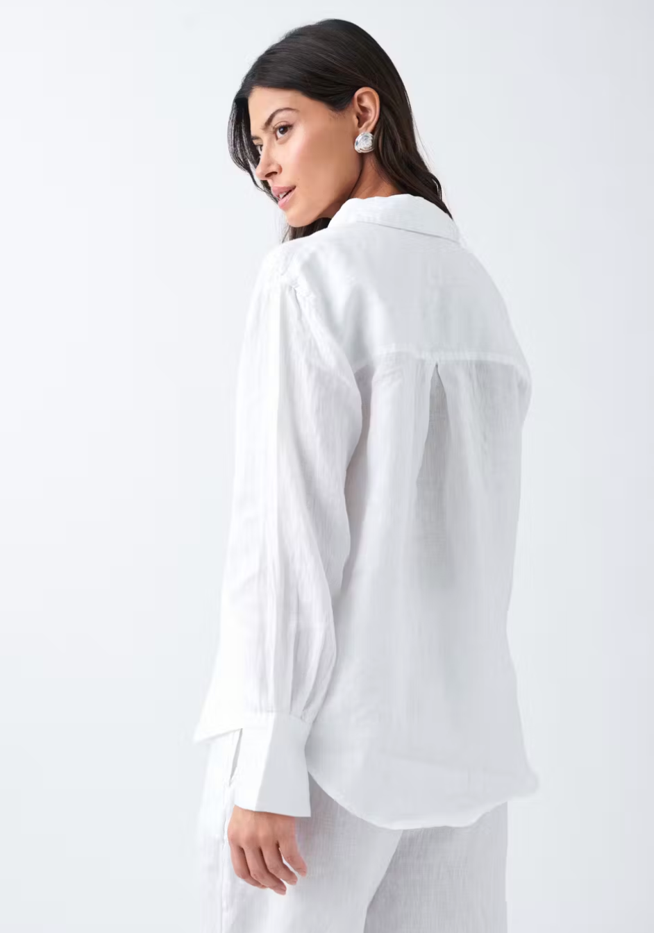 GINA TRICOT Leinenbluse Weiß