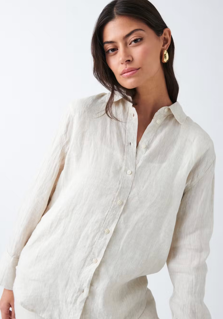GINA TRICOT Leinenbluse Beige