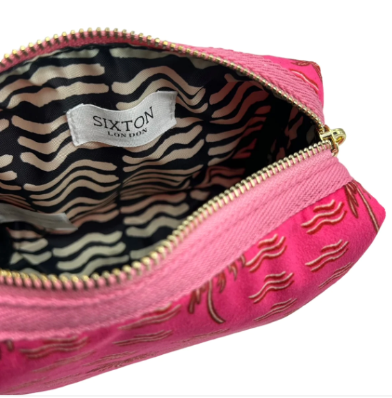 SIXTON Kosmetiktasche pinke Palmen, Klein