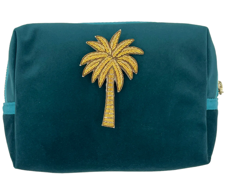 SIXTON Kosmetiktasche Palme, Blau, Groß