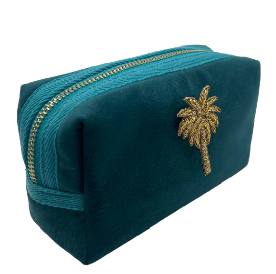 SIXTON Kosmetiktasche Palme, Blau, Groß