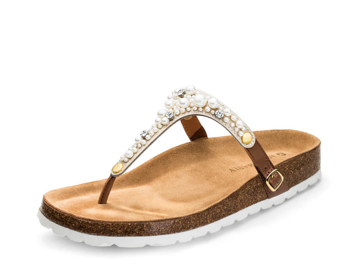 HEY MARLY Topping für Sandale Precious Pearl, Farbe Weiß/Crema