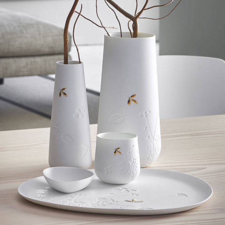 Räder, Vase, Goldblatt, groß